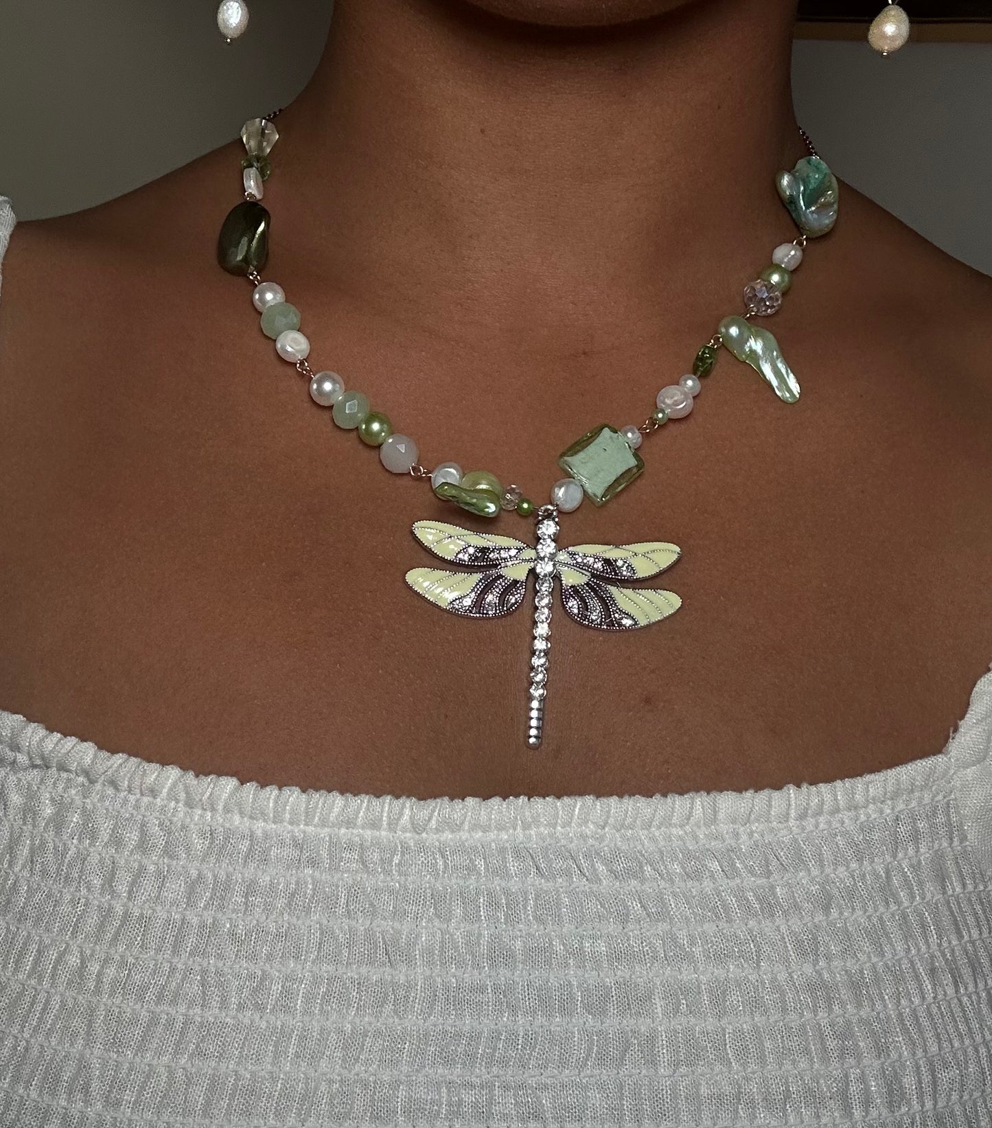 Green Dragonfly Necklace